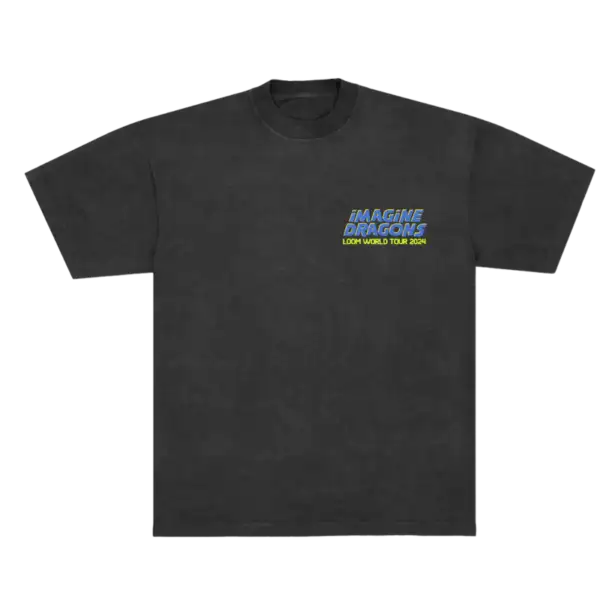 Front view of Hollywood Bowl Zombie Event Tee featuring bold zombie graphic in white and red on black fabric official Imagine Dragons T Shirt in unisex fit