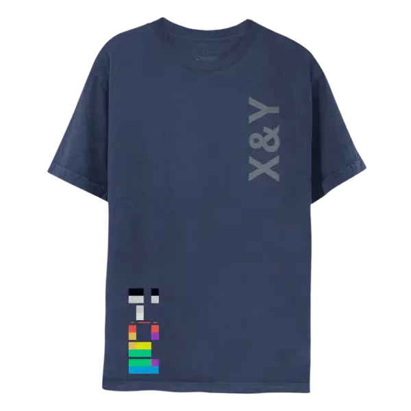Coldplay T Shirt featuring abstract XY album art design on cotton fabric