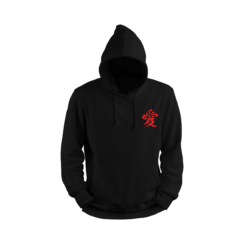 The front of the hoodie showcases a minimalist design with the kanji symbol for "love" (愛) in red, positioned on the chest area, offering a simple yet powerful tribute to Gaara’s character.