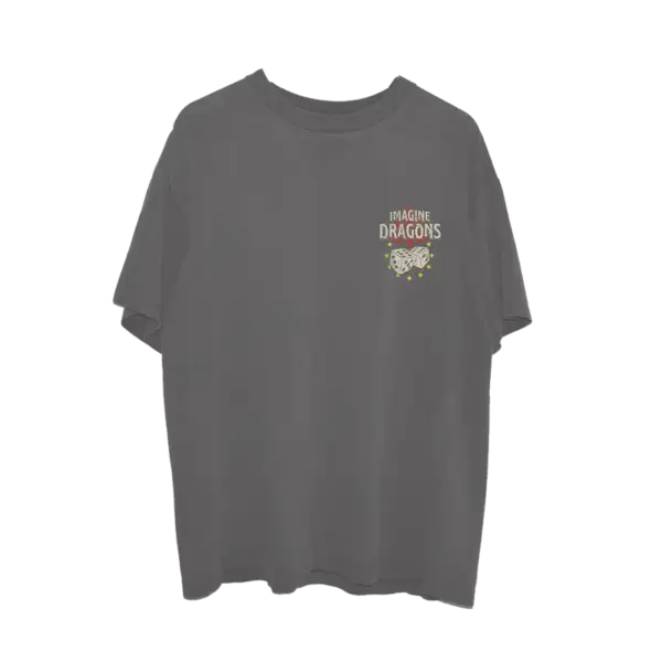 Front view of the Imagine Dragons Spotify Exclusive Live in Vegas T Shirt with bold graphic on white fabric commemorating the special Vegas performance
