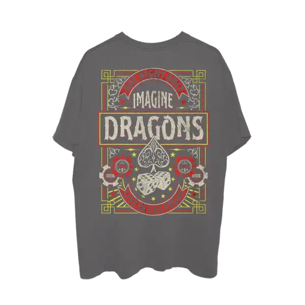 Back view of the Spotify Exclusive Live in Vegas Imagine Dragons T Shirt featuring clean white cotton and minimal text for a sleek concert inspired design