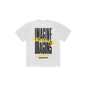 Front view of the Mercury Tour Dateback Leg 1 Imagine Dragons T-Shirt with small chest logo on black cotton, unisex fit for fans and collectors.
