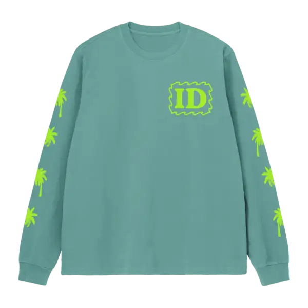Front view of the Take Me To the Beach Long Sleeve Imagine Dragons T Shirt featuring pastel text on white fabric with a relaxed unisex fit