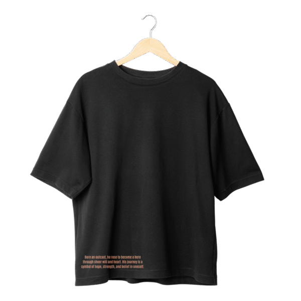 Naruto merch Hero Edition black t shirt front view with Naruto typography design