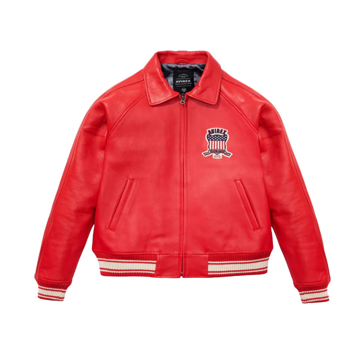 1 Rich Styler Red Avirex Leather Jacket