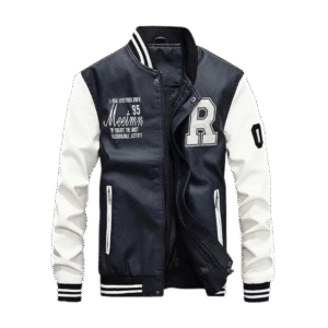 4 Rich Styler Black Baseball Pu Leather Embroidery Jacket