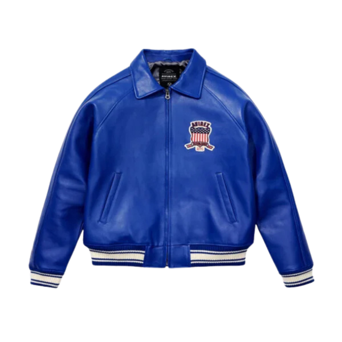 4 Rich Styler Blue Avirex Leather Jacket