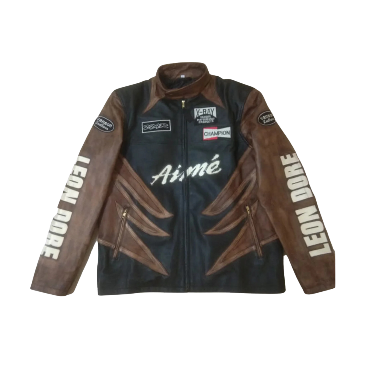 Untitled design 64 Rich Styler Aime Leon Dore x Vanson Distressed Leather Moto Jacket