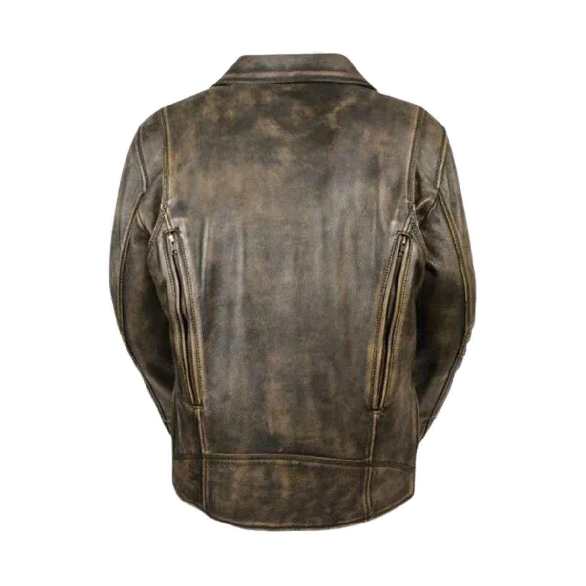 Untitled design 66 Rich Styler Back Beltless Brown Cow Hide Leather Fashion Jacket