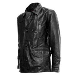 Black Leather Reefer Coat